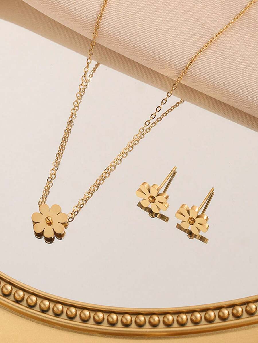 1 Set de 3 Collares de Margaritas, Conjunto de Collares Minimalistas de Girasol de Estilo Europeo y Americano, Fresco y Elegante, Adecuado como Regalo - Conjunto collar margaritas - Ver 1