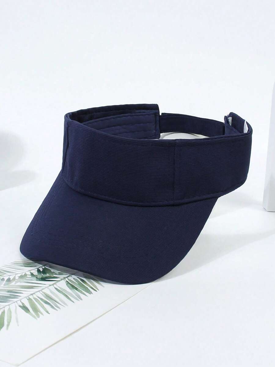 1 pieza Gorra de visera para niños con sombrero de sol, ajustable para niñas con coleta alta, gorra de visera de tenis deportiva para niños y niñas con visera para correr y jugar golf. - Azul Marino - Ver 1