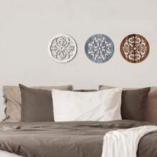 3入組木製鄉村風牆面裝飾，居家客廳臥室室內外辦公室牆壁掛飾 - 彩色 - 查看 1