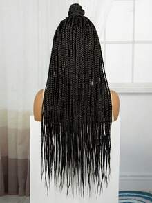 花邊假髮編織假髮不打結盒子編織假髮配嬰兒毛髮花邊襟頭辮假髮盒子編織花邊襟頭假髮辮髮團女用 - 黑色 - 查看 6