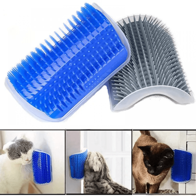 1pc Cat Self Groomer With Catnip Soft Cats Wall Corner Massage Cat Comb Brush Rubs The Face With A Tickling Comb Pet Grooming Supply Random Color
