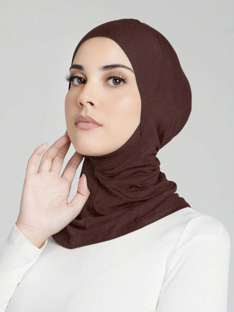 1 pièce Ensemble accessoire abaya femme mode, chapeau en tricot à couleur unie avec tour de cou élastique, foulard, bandeau. Hijab doux pour l'hiver, l'automne, usage quotidien, sous coiffe voilée