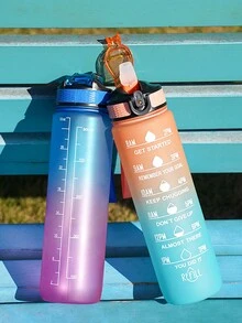 1入新款夏季1000ml大容量塑膠運動水瓶，防摔戶外攜帶空間杯，學生健身水瓶 - 珊瑚橙 - 查看 6