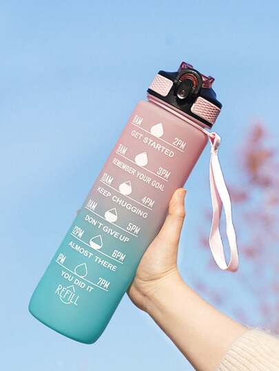 1pc 1000ml New Summer Large Capacity Sports Water Bottle, Plastic Anti-Fall Outdoor Portable Space Cup, Student Fitness Water Bottle