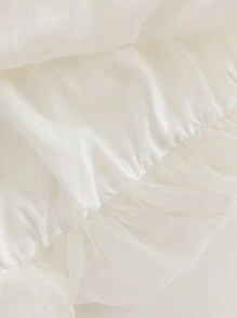 MARC&JANIE 少女款夏季無袖旗袍領網眼&花苞拼接裙 - 白色 - 查看 7