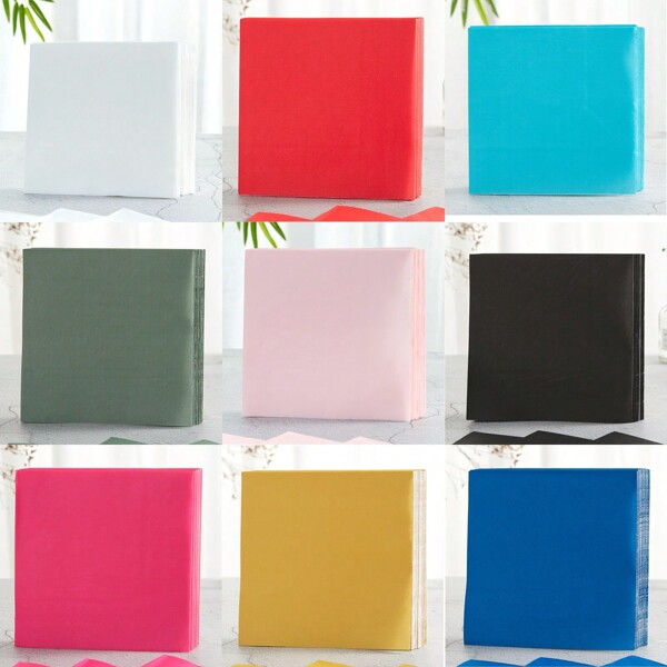مناشف ورقية أحادية اللون, مناسبة ل- 24 ضيفًا، متوفرة باللون الأبيض والأحمر والأسود والزهري والأزرق ذو الياقوت والأزرق الفاتح والأخضر المائل للرمادي والزهري الفاتح والأصفر، مثالية لحفلة عيد الميلاد والزفاف والحفلة أو النزهة,عيد الميلاد