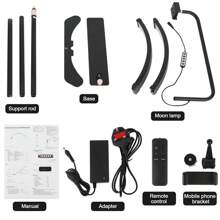 26 Inch Lash Floor Lamp, Adjustable Rotatable Half Moon Floor Lamp, Detachable Design, 3 Color Temperatures, With Mobile Phone Holder - Black - View 2