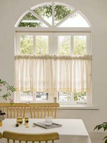 1pc Japanese Style Linen Beige Vertical Striped Window Curtain American Retro Doorway Divider Curtain