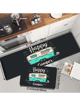 1pc/Cartoon Car Printed Indoor Mat, Suitable For Outdoor Camping, Bathroom, Kitchen, Living Room, Bedroom, Indoor Entrance, Machine Washable, Entrance Decor Rug, Kitchen Floor Mat ,Room Decor