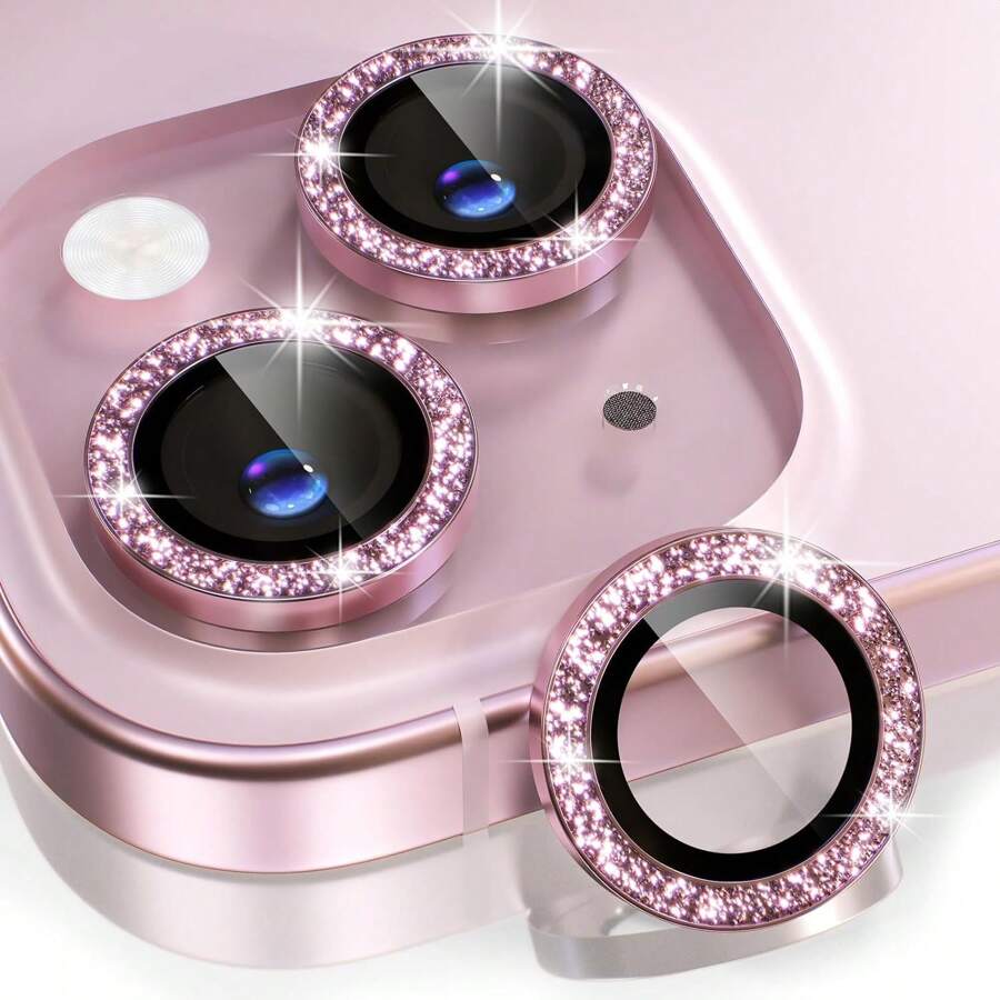 Rhinestone Camera Lens Protector Film Set Compatible With Iphone 12/12 Mini/12 Pro/12 Pro Max,Iphone 13/13 Mini/13 Pro/13 Pro Max,Iphone 11/11 Pro/11 Pro Max,Iphone 14/14 Puls/14 Pro/14 Pro Max,Iphone 15/15 Puls/15 Pro/15 Pro Max, Inlaid Rhinestone Decorated Camera Cover Tempered Glass Protecting Cover, Colorful Rhinestone Gift For Birthday, Family, Friends Sparkling Crystal, Lens Protector, Phone Accessories Waterproof Shockproof Anti-Fall Anti-Fall Scratch Resistant Anti-Fingerprint Full Cover - Baby Pink - View 1