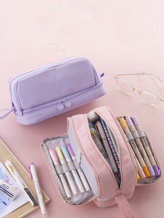 Creative Retractable Pencil Case School Stationery Storage Bag Kawaii Solid Color Pen Case Cute Pen Holder Gifts For Pen Bag Back To School,Back To School,School Supplies,Pencil Pouch,School Bag
