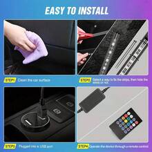 4入組LED汽車燈，48顆LED室內燈帶，遠程控制彩色音樂汽車車條燈底照明，情人節裝飾 - 電源 - 查看 7