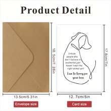 1入組狗主題追悼賀卡，5*7寸，附信封，適合狗狗愛好者 - 駝色 - 查看 2