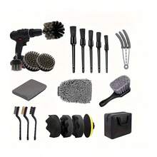 21pcs Car Cleaning Kit - Cleaning Brushes, Detailing Brush Set, Detail Brushes, Auto Detailing Brush Set, For Bathroom And Car Washing - Black - View 1