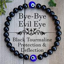 Evil Eye Black Beryl Empathy Protection Aura Shield Negative Energy Absorbing Crystal Healing Stress Relief Bracelet - Devil's Eye - View 7
