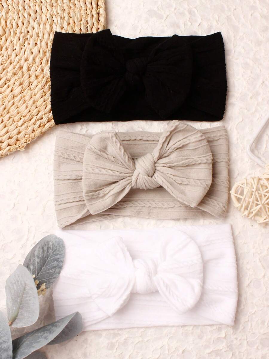 Conjunto de 3 peças de faixas de cabeça elásticas macias de nylon com borboletas coloridas e doces para bebês, amor, dia dos namorados - Multicolorido - Ver 1