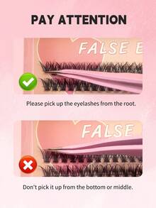 Hinarin DIY繡眼睫毛延伸套件240個50D個別睫毛，附睫毛夾工具，超強睫毛黏合劑和封口群組睫毛去膠凝膠，易於家庭使用 - 黑色 - 查看 4