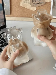 1pc Cartoon Glass Coffee Cup, Fun Birthday Gift For Girls, Creative & Cute - Multicolor - View 3