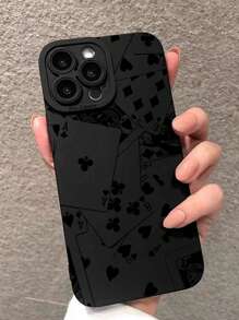 Capa de celular com padrão de cartas de baralho e desenho de olho, compatível com iPhone 15 Pro Max/14/13, anti-queda - Multicolorido - Visão 1