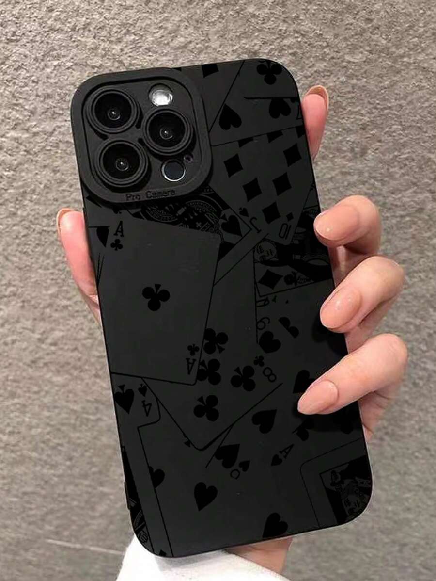 Capa de celular com padrão de cartas de baralho e desenho de olho, compatível com iPhone 15 Pro Max/14/13, anti-queda - Multicolorido - Visão 1