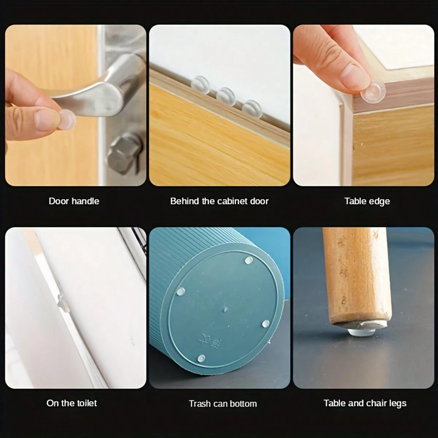 100pcs "Protect Your Home In Style!  Anti-Slip Solution: Self-Adhesive Silicone Gel Pads. Guard Furniture From Unsightly Scratches & Bumps. Effortlessly Sticky, Stealthy Safety For Every Corner! " - Transparent - View 1