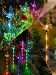 4pcs Solar Butterfly Garden Stake Lights - LED Decorative Pathway Lighting With 8 Modes, Outdoor Solar Powered Landscape Lamps For Yard, Patio, Flower Pots, Home Decor-Without Remote Control - Butterfly - View 5