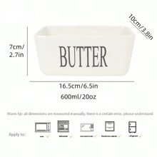 Ceramic Butter Dish, Rectangular Ceramic Butter Dish With Wooden Lid And Butter Knife, 500ml/600ml/850ml Simple Western Style Cheese Storage Box Ceramic Butter Holder - White - View 14