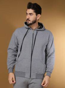 Men Hoodie & Sweatshirt Co-Ords - Màu xám đen - Xem 3
