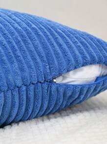 1pc Corduroy Pillow Case Or Waist Cushion Cover - Royal Blue - View 5