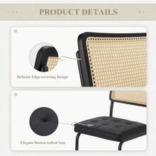 Bộ Ghế Quầy Bar Hiện Đại Giữa Thế Kỷ 2, 24" Ghế Ghế Bar Mây Da PU Khung Kim Loại Chắc Chắn Cho Nhà Bếp, Quầy Bar, Phòng Khách, Phòng Ngủ - màu đen - Xem 7