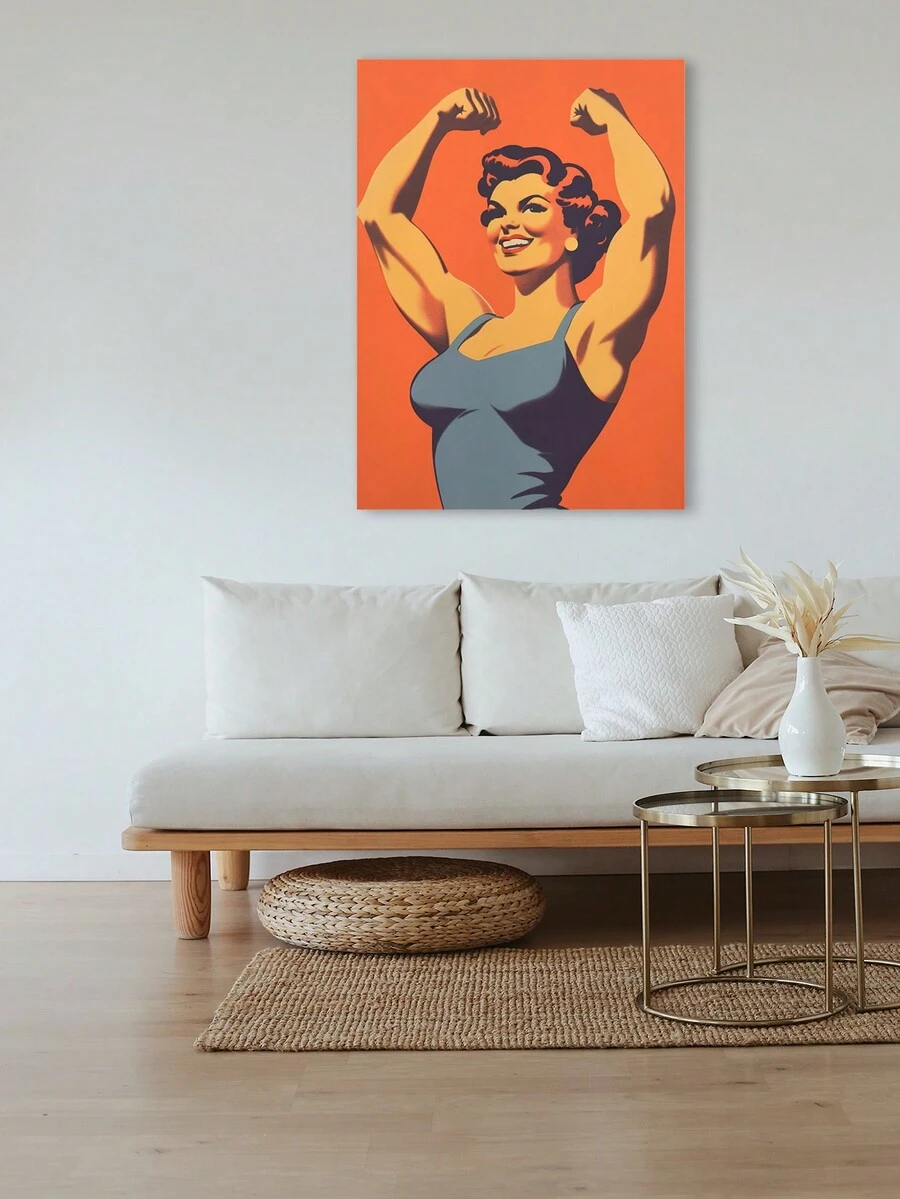 1入組，無框帆布壁畫廚房海報強大的女人繪畫美學家居裝飾，朋友禮品壁畫裝飾，適用於客廳、臥室、辦公室、酒吧牆壁裝飾 - 彩色 - 查看 1