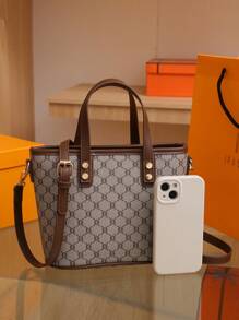 SHIMEINI 2025 新款复古花卉图案篮式水桶单肩包、斜挎手提包、小尺寸适合女士日常使用、办公室、通勤、度假、约会、礼物 - 卡其色 - 查看 3