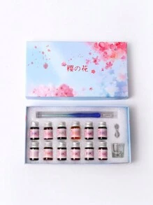 Neues Set für romantischen Glasfeder-Tintenstift, mehrteiliges Set in Geschenkbox, Farbverlauf Set, ideal für Geburtstagsgeschenke für Freunde und Klassenkameraden zum Schulanfang Saison