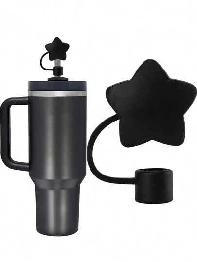 1pc Cartoon Star Shaped Silicone Straw  Cover For  Cup,Reusable Straw Cover Airtight And Dustproof Drinking Straw Cover Splashproof Straw Cute Cover Accessories