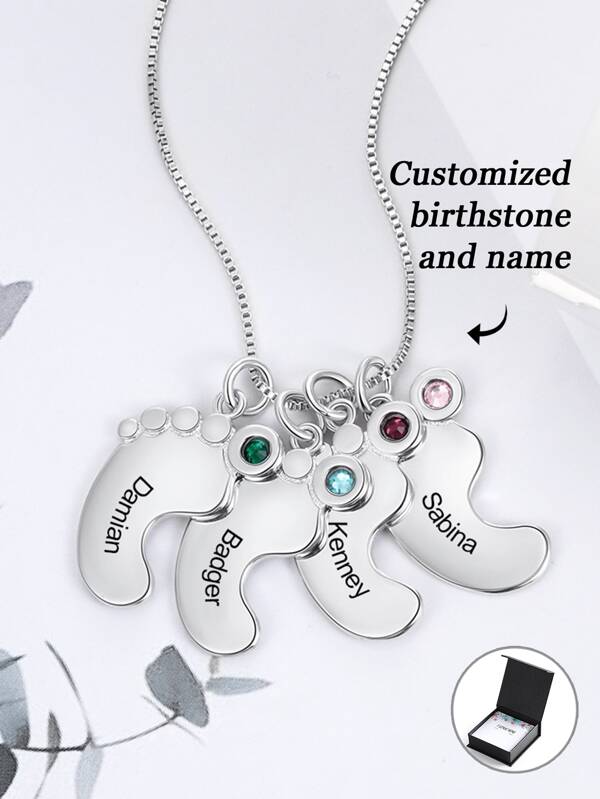 Collier de pied personnalisé avec nom et pierre de naissance, cadeau de nouveau-né, cadeau de la fête des mères, cadeau de la fête des pères, cadeau d'anniversaire pour famille et amis DIY