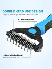 Outils de toilettage pour animaux de compagnie - Râteau à double face pour chats et chiens - Peigne anti-nœuds pour un démêlage facile - Fini les poils volants et désagréables - Grande taille