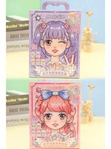 Children's Puzzle Toy Princess Makeup Coloring Set Girls' Dress-up Games Diy Coloring & Dressing Stickers Cheerful Girl Sticker Album (1set/10sheets)
