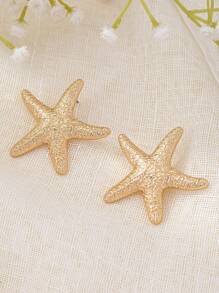 1pair European & American Minimalist Geometric Asymmetrical Starfish Shaped Versatile Stud Earrings For Women, Hot Selling