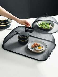 1pc Metal Rectangular Food Cover, Household Kitchen Utensils, Iron Food Cover, Food Dome Cover - Black - View 3