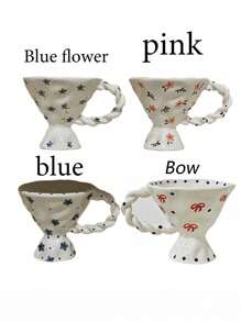 1個手繪北歐風陶瓷杯碟組，INS風格光澤美式咖啡杯和茶杯套裝，濃咖啡杯，情侶杯，早餐杯，適合作為給媽媽，爸爸和女友的禮物 - 彩色 - 查看 3