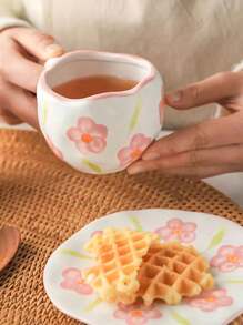 1pc Cloud Pattern Cup And 1pc Saucer, Creative Blue Porcelain Coffee Cup For Home - Blue - View 7