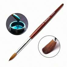 2#–24# 美甲花卉雕刻筆，玫瑰木手柄，圓頭 Kolinsky 水晶筆，適用於美甲藝術與指甲護理 - 紅色 - 查看 2