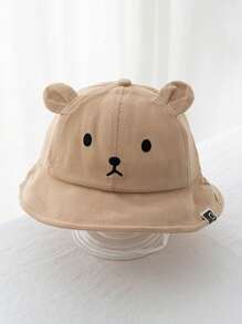 1pc Baby Cute Bear Summer Outdoor Sun Ion Bucket Hat - Khaki - View 4