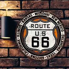 1 PC 8*8 Inch Route 66 Retro Mảng Bám Nghệ Thuật Trang Trí, Hình Tròn Mảng Bám, vòng Hoa Ký, Treo Mảng Bám, Tường/Phòng/Nhà/Ăn Uống/Thanh/Nhà Để Xe/Cửa/Sân Trang Trí, 20*20 Cm - Nhiều màu - Xem 5