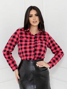 Women Blouses - 玫紅色 - 查看 1