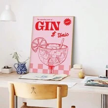 FajerminArt 1入組調酒標題畫布海報，金湯力水，家居裝飾酒吧廚房裝飾，不帶框 - 彩色 - 查看 6