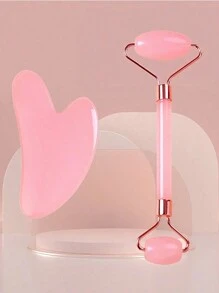 1/2 Pezzi Attrezzo di massaggi facciali Pink Bowlder Adatto per il massaggio del viso Strumento di Massaggio Facciale per donne Portatile e compatto Roller di massaggio per la bellezza delle donne