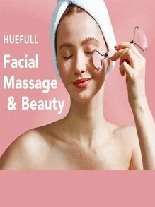 1/2 Pezzi Attrezzo di massaggi facciali Pink Bowlder Adatto per il massaggio del viso Strumento di Massaggio Facciale per donne Portatile e compatto Roller di massaggio per la bellezza delle donne