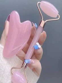 1/2 Pezzi Attrezzo di massaggi facciali Pink Bowlder Adatto per il massaggio del viso Strumento di Massaggio Facciale per donne Portatile e compatto Roller di massaggio per la bellezza delle donne