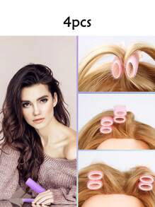 4pcs Fluffy Hair Curlers With Root Clips, No Heat Needed To Create Voluminous Curls, Suitable For Salons, Spas, Travel And Back-To-School/Vacation Occasions - Multicolor - View 3